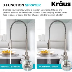 Commercial Style Pull-Down Single Handle Kitchen Faucet in Brushed Brass