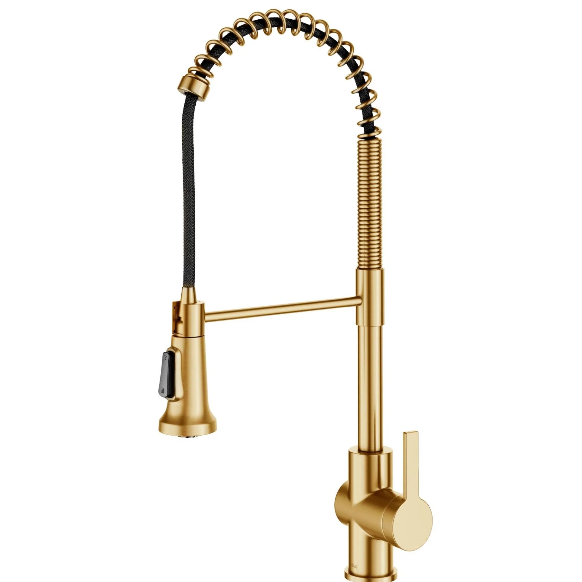 Commercial Style Pull-Down Single Handle Kitchen Faucet in Brushed Brass