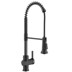 Commercial Style Pull-Down Single Handle Kitchen Faucet in Matte Black / Spot Free Black Stainless Steel