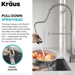 Commercial Style Pull-Down Single Handle Kitchen Faucet in Matte Black / Spot Free Black Stainless Steel