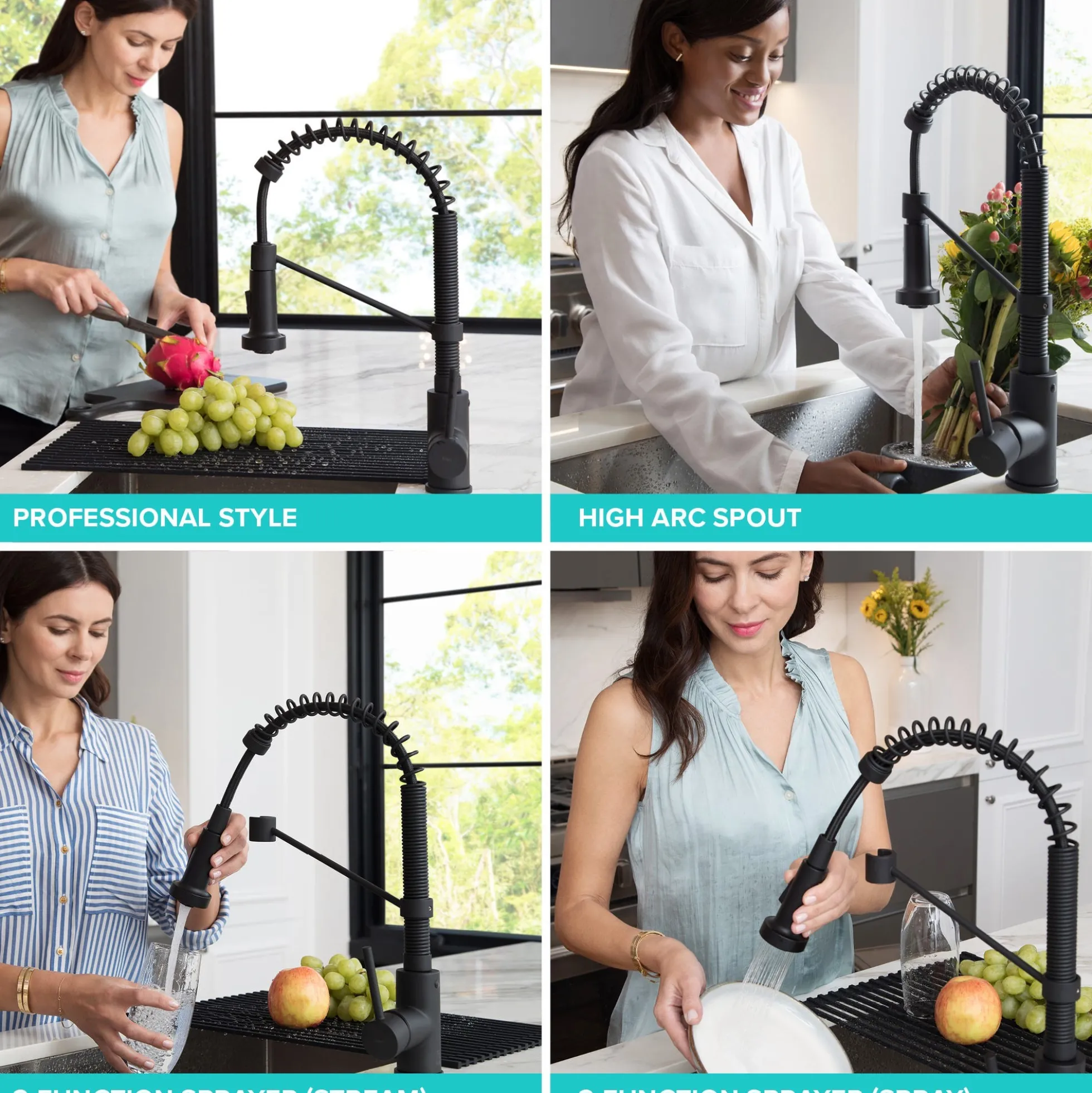 Commercial Style Pull-Down Single Handle 18" Kitchen Faucet in Chrome with Air Gap