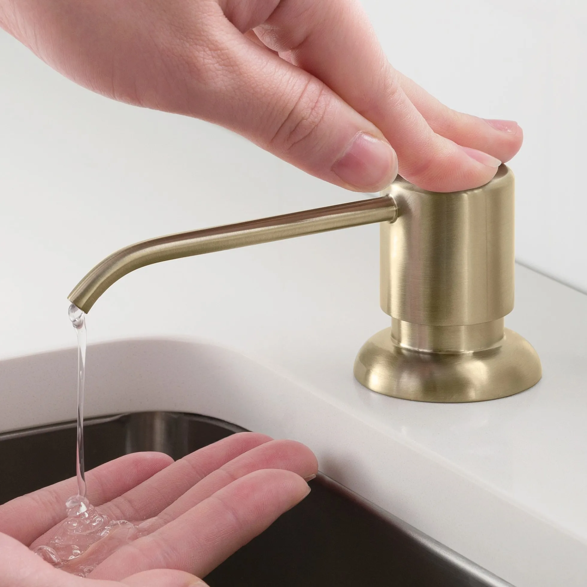Commercial Style Pull-Down Single Handle 18" Kitchen Faucet in Spot Free Antique Champagne Bronze with Soap Dispenser