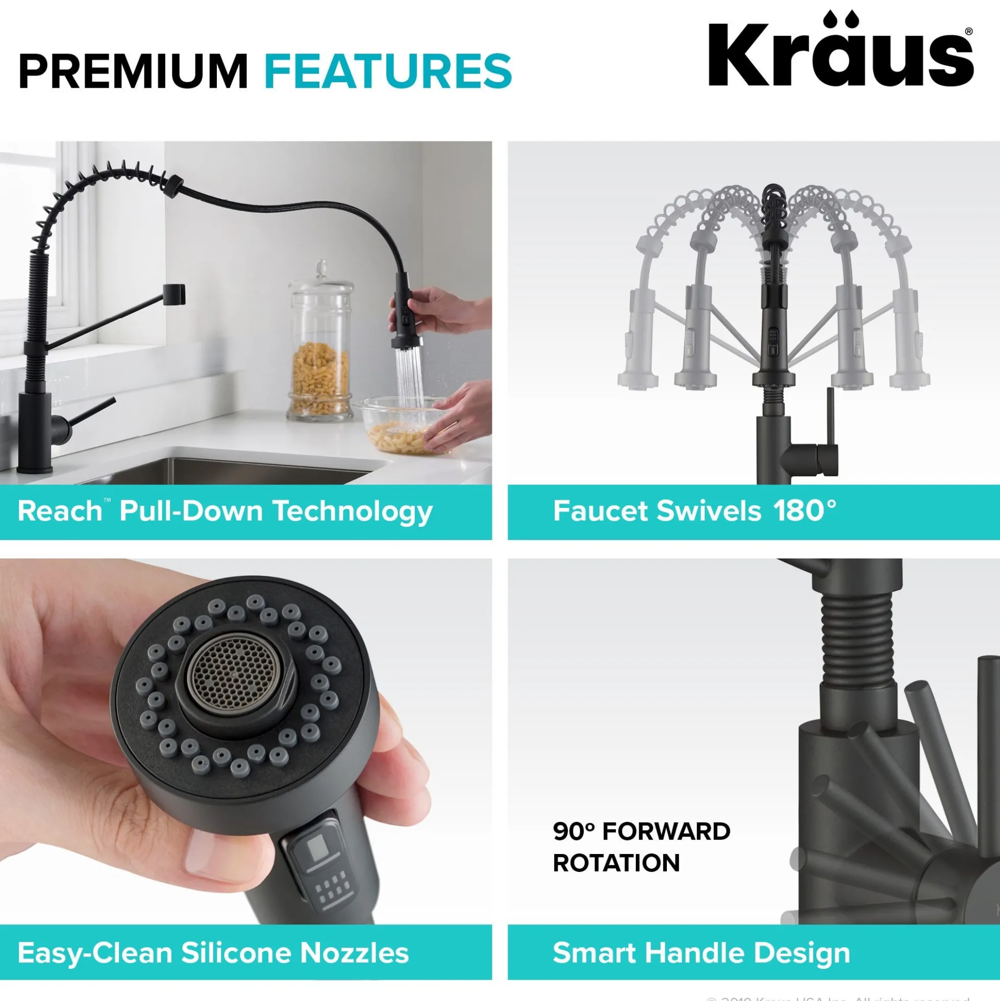Commercial Style Pull-Down Single Handle 18" Kitchen Faucet in Matte Black with Soap Dispenser