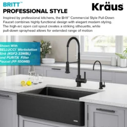 Commercial Style Single Handle Pull Down Kitchen Faucet in Matte Black