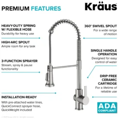 Commercial Style Single Handle Pull Down Kitchen Faucet in Spot Free Stainless Steel