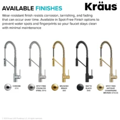 Commercial Style Single Handle Pull Down Kitchen Faucet with QuickDock Top Mount Installation Assembly in Spot Free Antique Champagne Bronze