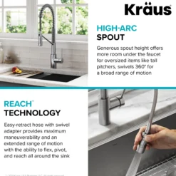 Commercial Style Single Handle Pull Down Kitchen Faucet with QuickDock Top Mount Installation Assembly in Chrome