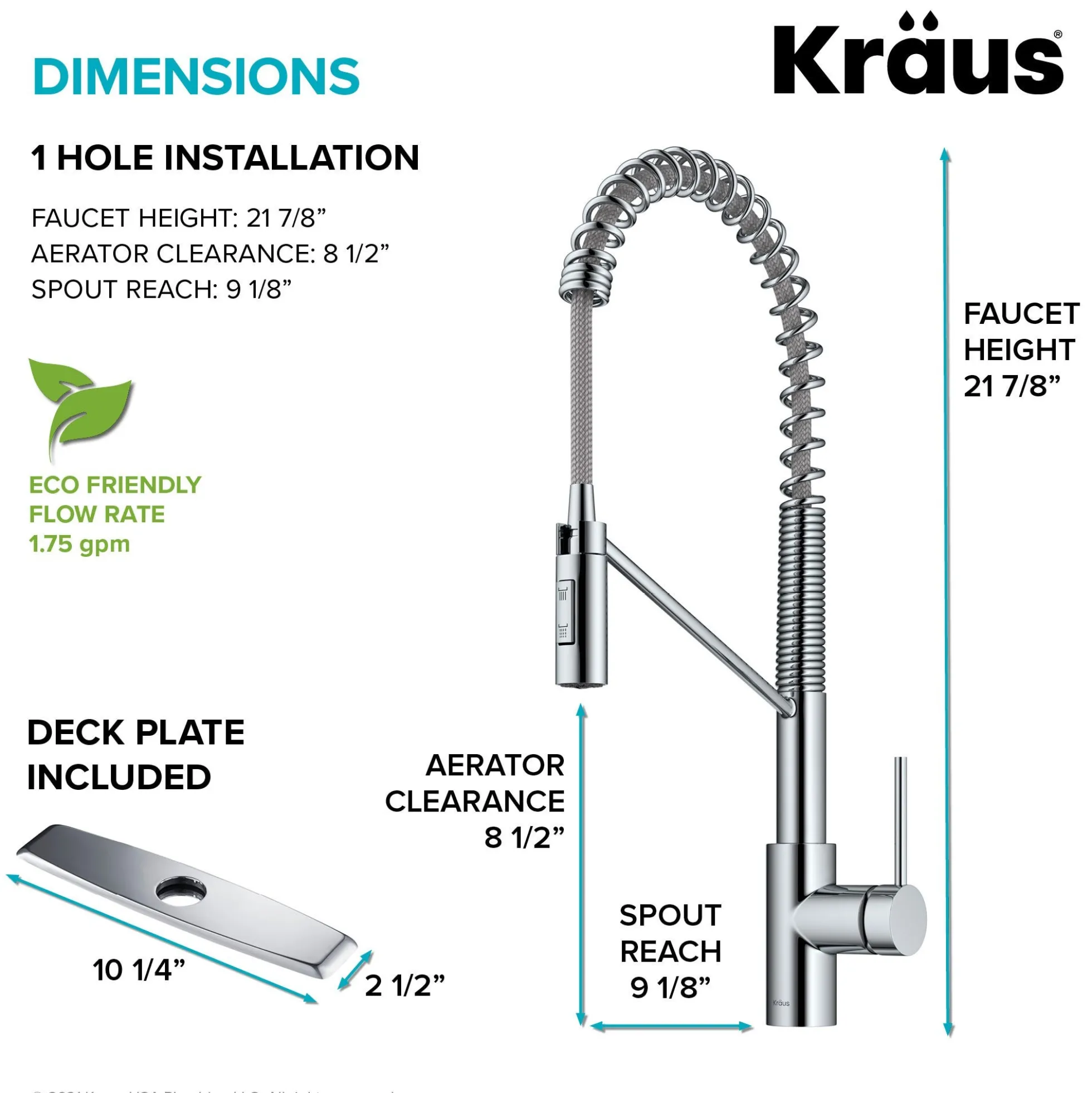 Commercial Style Single Handle Pull Down Kitchen Faucet with QuickDock Top Mount Installation Assembly in Chrome