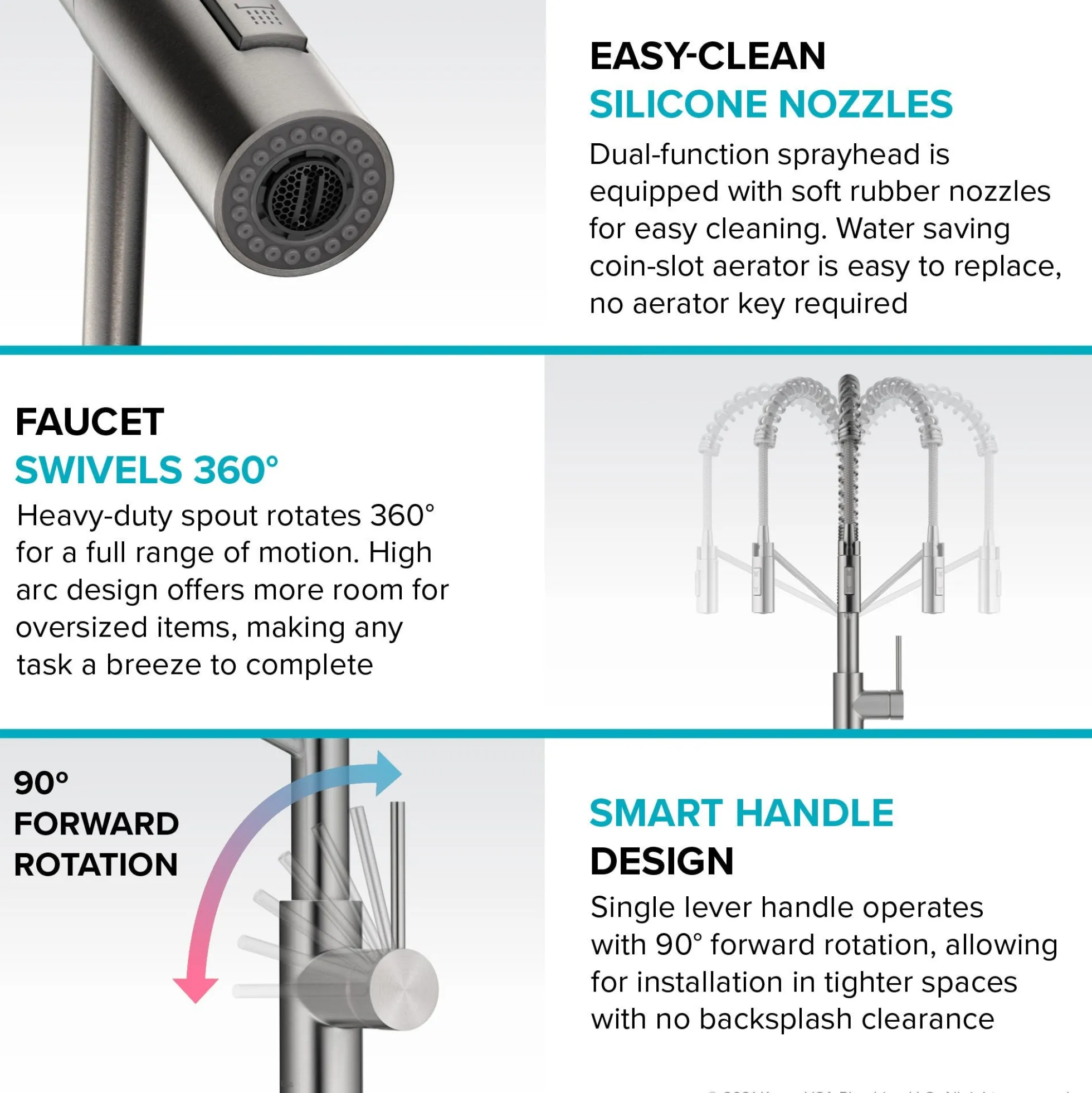 Commercial Style Single Handle Pull Down Kitchen Faucet with QuickDock Top Mount Installation Assembly in Chrome