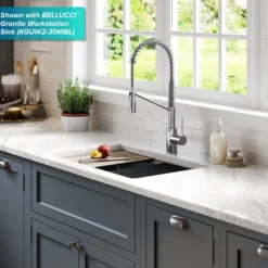 Commercial Style Single Handle Pull Down Kitchen Faucet with QuickDock Top Mount Installation Assembly in Chrome