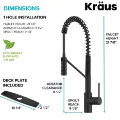 Commercial Style Single Handle Pull Down Kitchen Faucet with QuickDock Top Mount Installation Assembly in Matte Black
