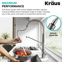 Commercial Style Single Handle Pull Down Kitchen Faucet with QuickDock Top Mount Installation Assembly in Matte Black