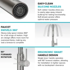 Contemporary Pull-Down Single Handle Kitchen Faucet in Matte Black