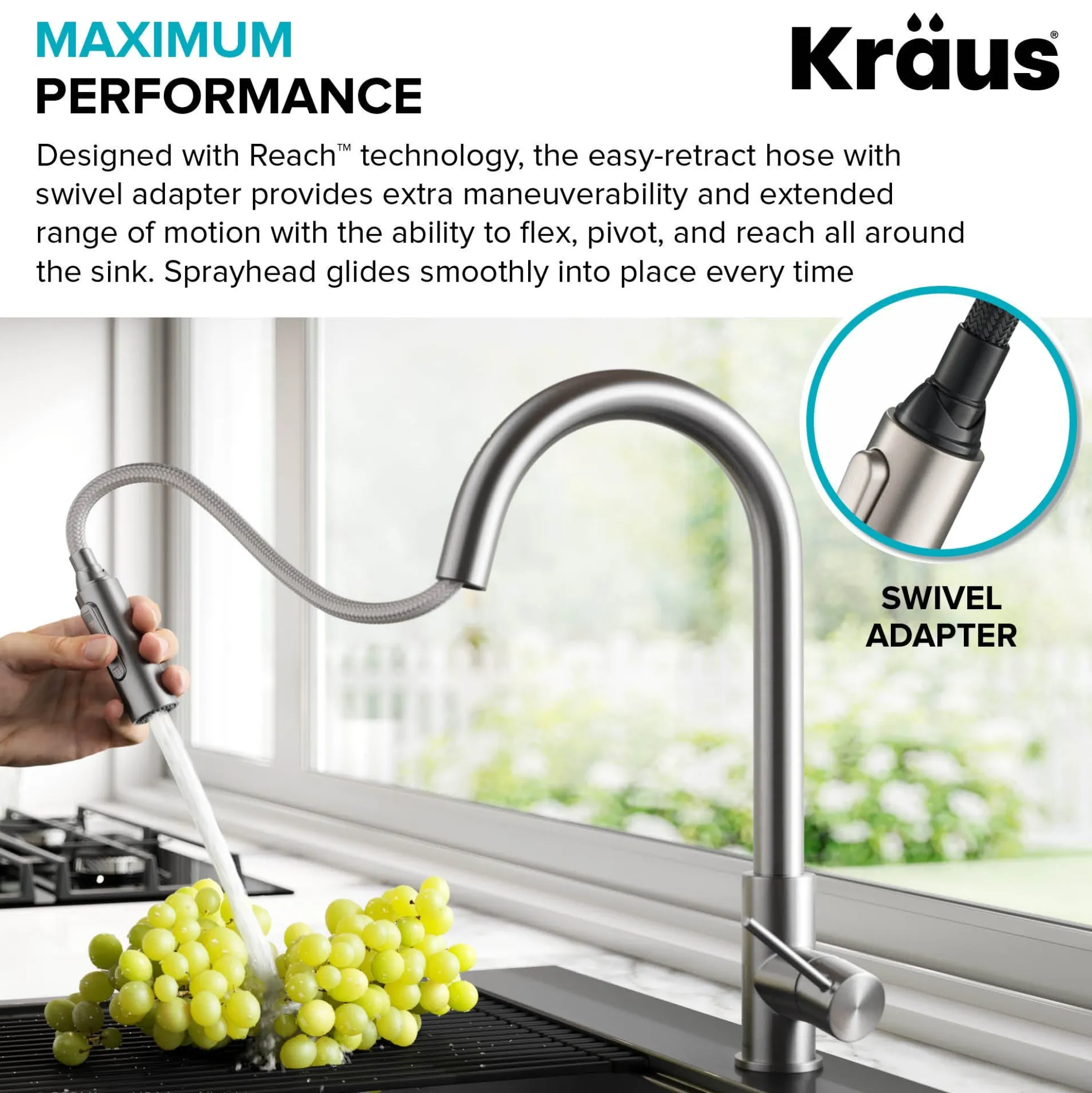 Contemporary Pull-Down Single Handle Kitchen Faucet in Chrome