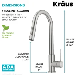Contemporary Pull-Down Single Handle Kitchen Faucet in Spot Free Stainless Steel