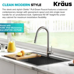 Contemporary Pull-Down Single Handle Kitchen Faucet in Spot Free Stainless Steel