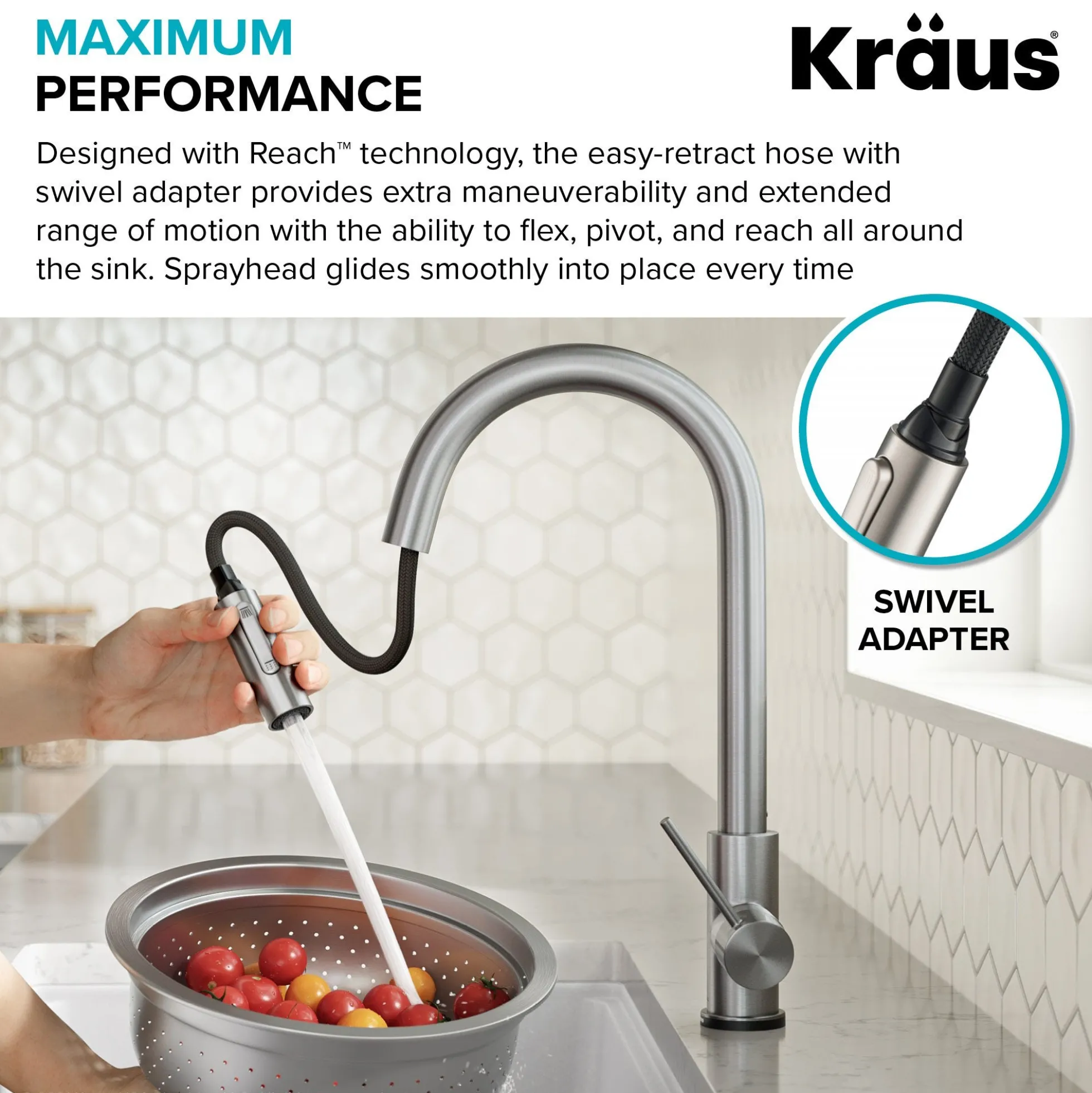 ContemporarySingle-HandleTouch KitchenSink Faucet with Pull Down Sprayer inMatte Black