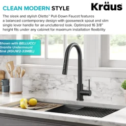 ContemporarySingle-HandleTouch KitchenSink Faucet with Pull Down Sprayer inMatte Black