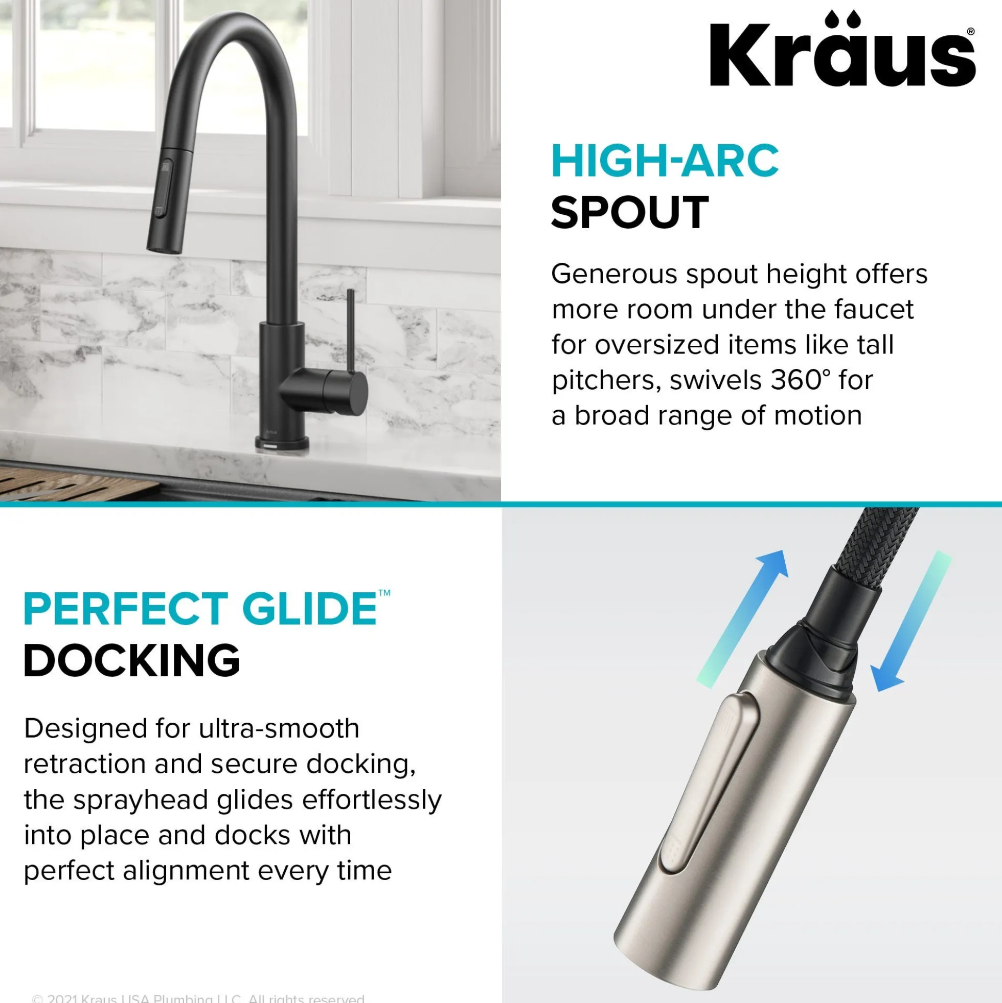 ContemporarySingle-HandleTouch KitchenSink Faucet with Pull Down Sprayer inMatte Black