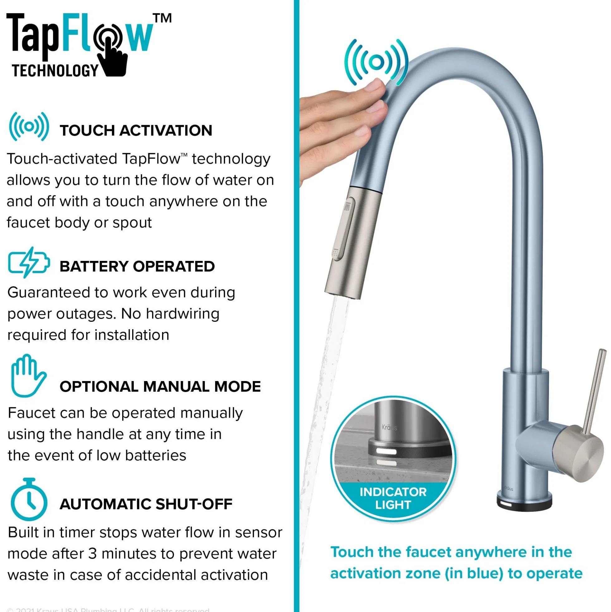 ContemporarySingle-HandleTouch KitchenSink Faucet with Pull Down Sprayer inMatte Black