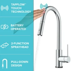 ContemporarySingle-HandleTouch KitchenSink Faucet with Pull Down Sprayerin Chrome