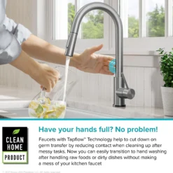 ContemporarySingle-HandleTouch KitchenSink Faucet with Pull Down Sprayerin Chrome
