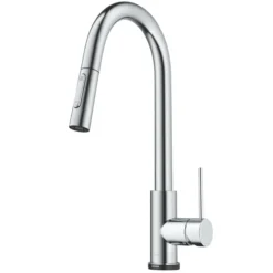 ContemporarySingle-HandleTouch KitchenSink Faucet with Pull Down Sprayerin Chrome