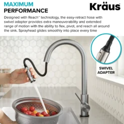 ContemporarySingle-HandleTouch KitchenSink Faucet with Pull Down Sprayerin Chrome