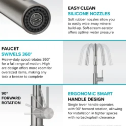 ContemporarySingle-HandleTouch KitchenSink Faucet with Pull Down Sprayerin Chrome