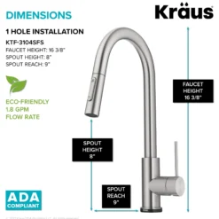 Contemporary Single-HandleTouch KitchenSink Faucet with Pull Down Sprayer in Spot Free Stainless Steel