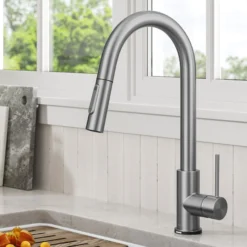 Contemporary Single-HandleTouch KitchenSink Faucet with Pull Down Sprayer in Spot Free Stainless Steel