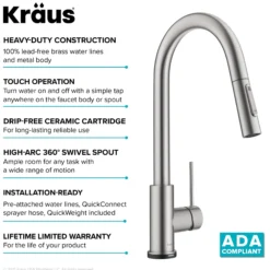 Contemporary Single-HandleTouch KitchenSink Faucet with Pull Down Sprayer in Spot Free Stainless Steel