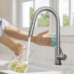 Contemporary Single-HandleTouch KitchenSink Faucet with Pull Down Sprayer in Spot Free Stainless Steel