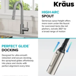 Contemporary Single-HandleTouch KitchenSink Faucet with Pull Down Sprayer in Spot Free Stainless Steel