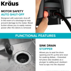 Continuous Feed Garbage Disposal with 3/4 HP Ultra-Quiet Motor for Kitchen Sinks with Power Cord and Flange Included