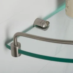 Corner Bathroom Shelf in Brushed Nickel