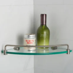Corner Bathroom Shelf in Brushed Nickel