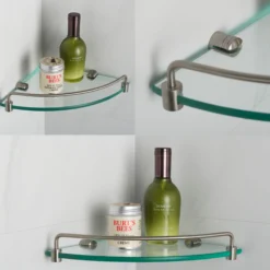 Corner Bathroom Shelf in Brushed Nickel