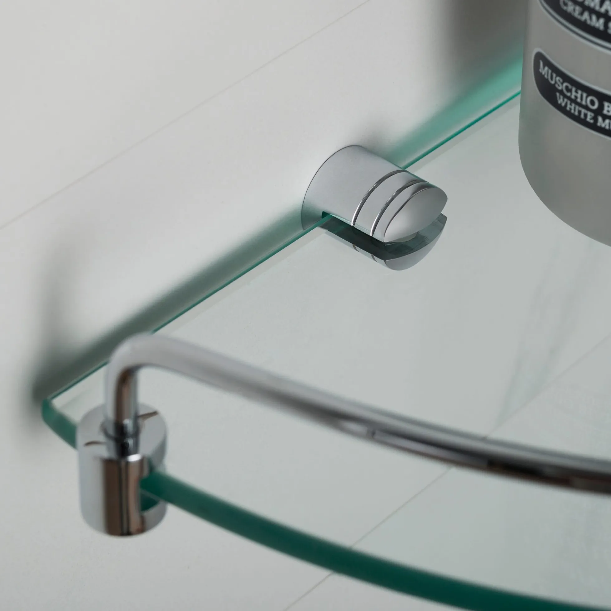 Corner Bathroom Shelf in Chrome