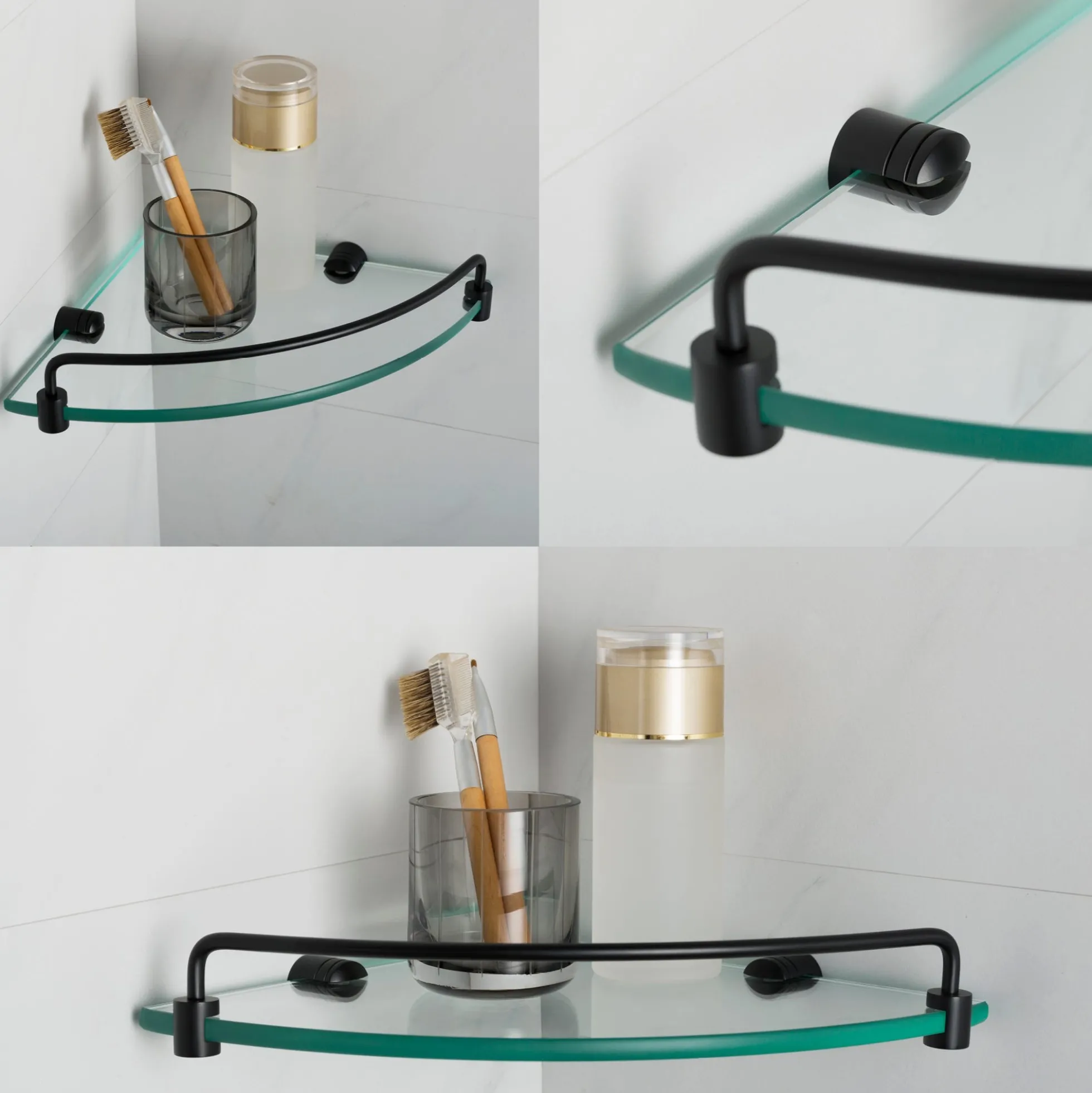 Corner Bathroom Shelf in Matte Black