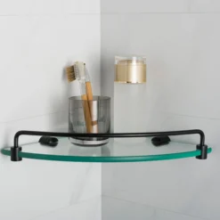 Corner Bathroom Shelf in Matte Black
