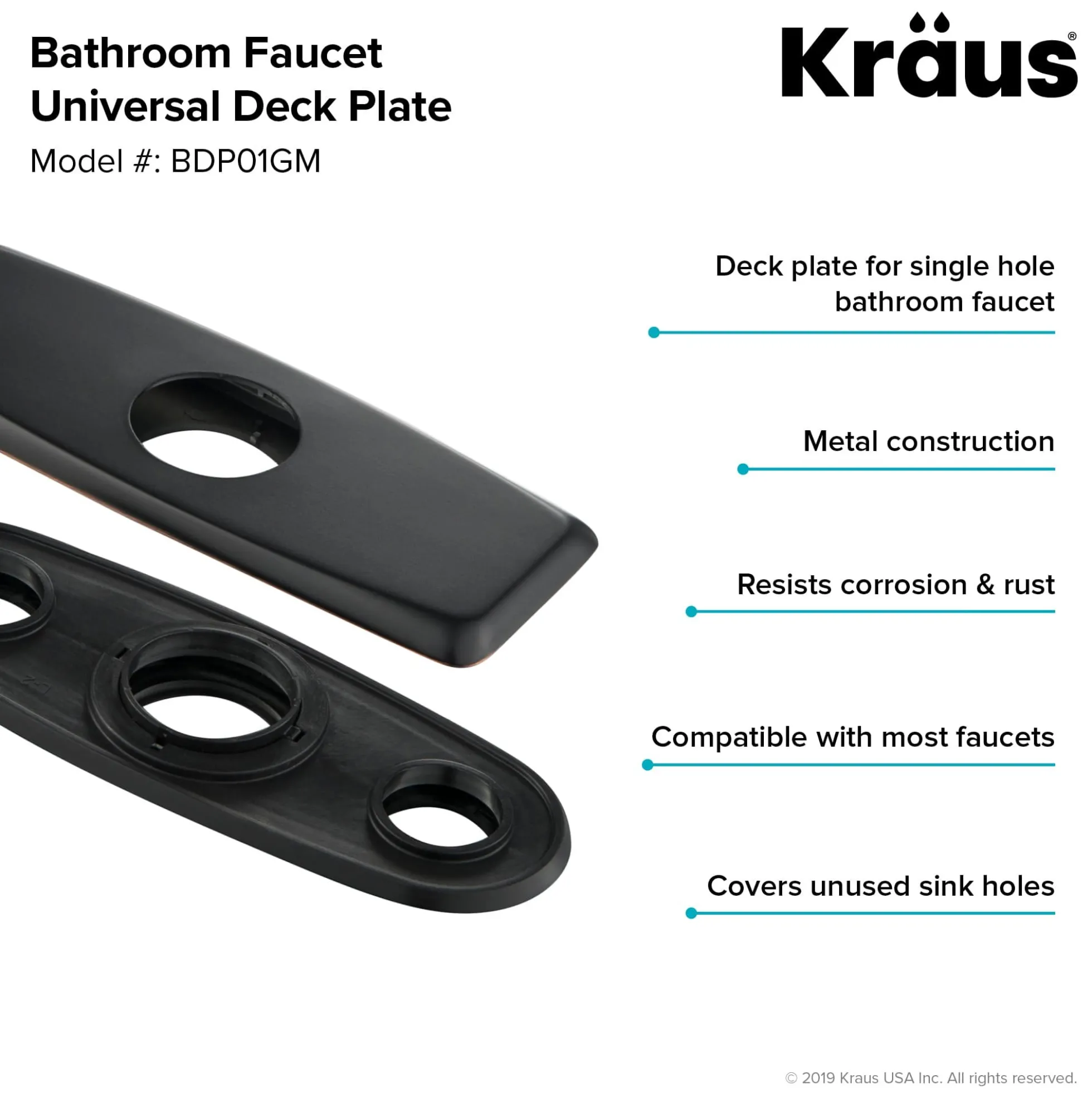 Deck Plate for Bathroom Faucet in Gunmetal