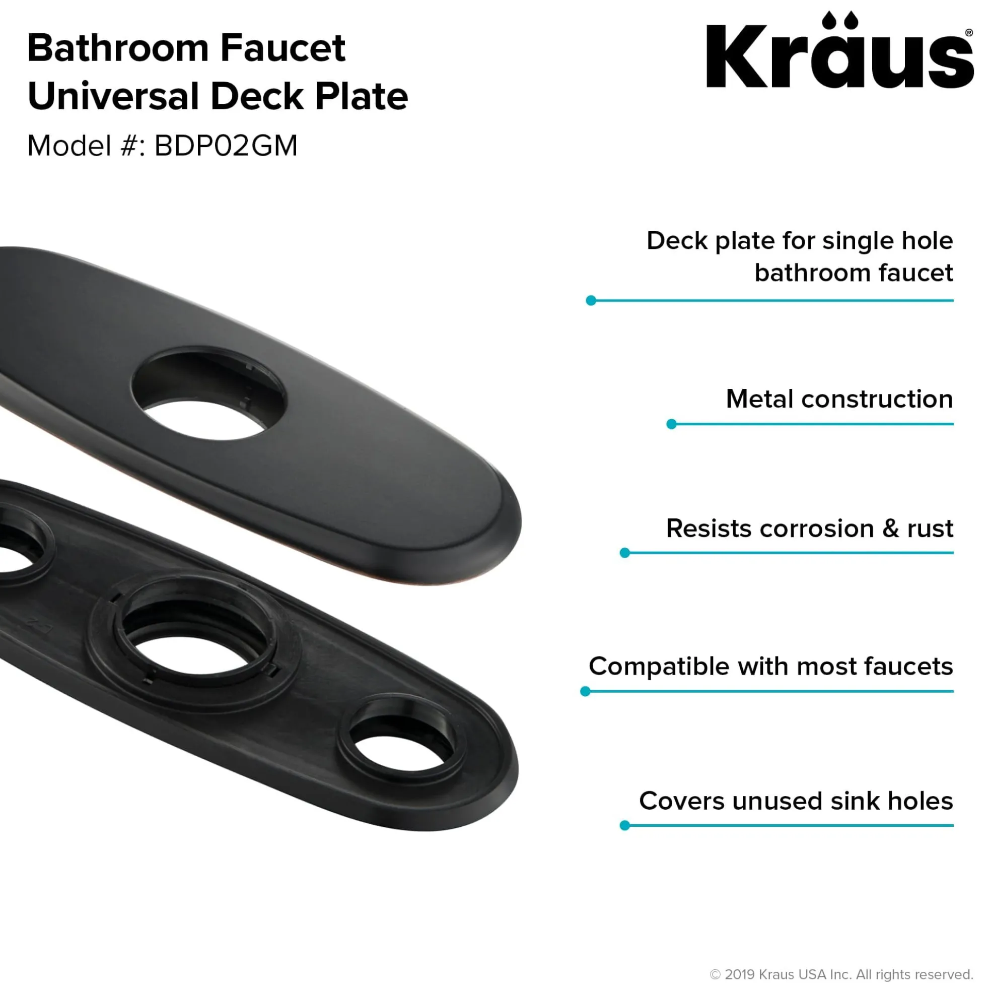 Deck Plate for Bathroom Faucet in Gunmetal