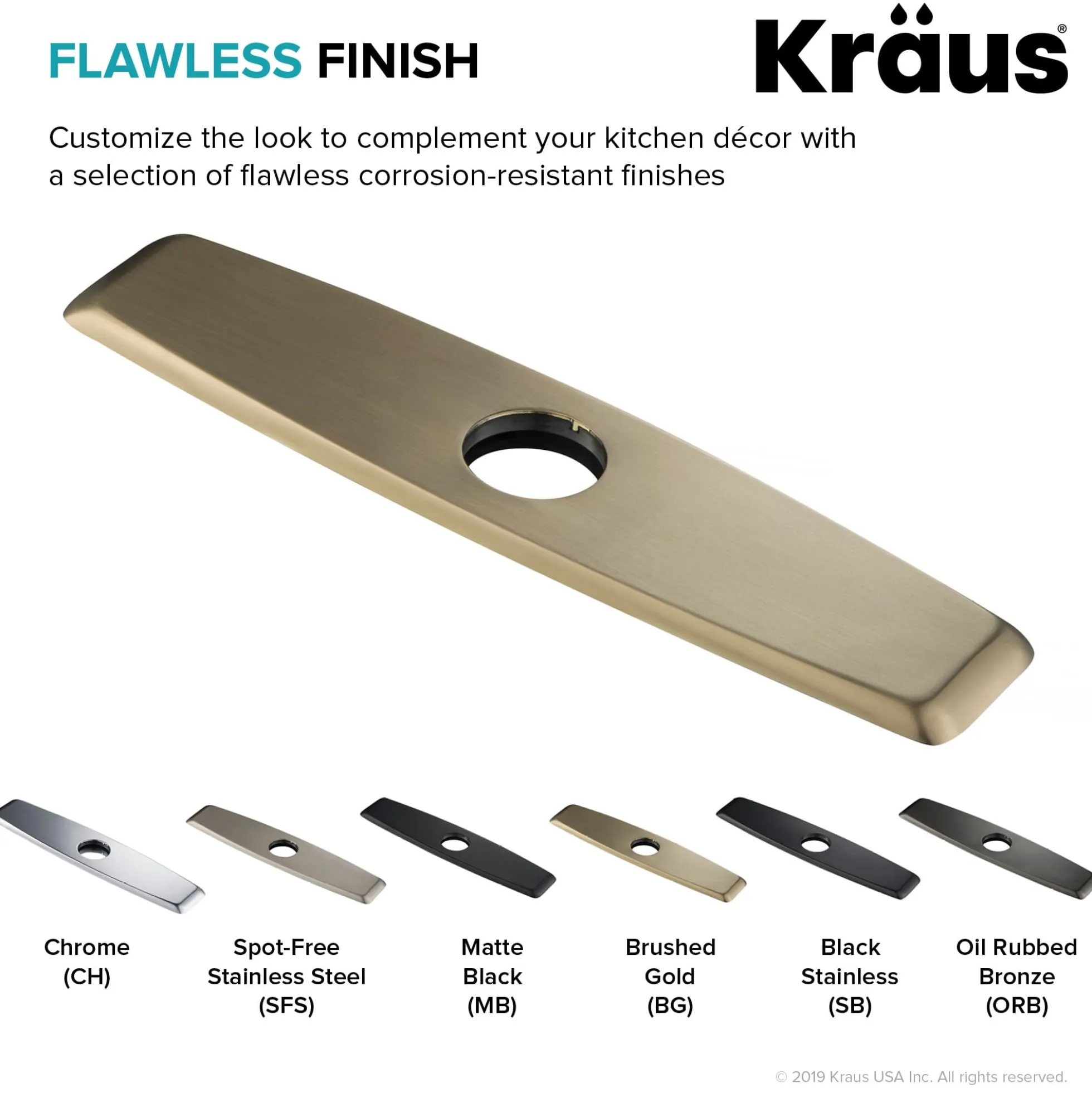 10" Deck Plate for Kitchen Faucet in Brushed Gold