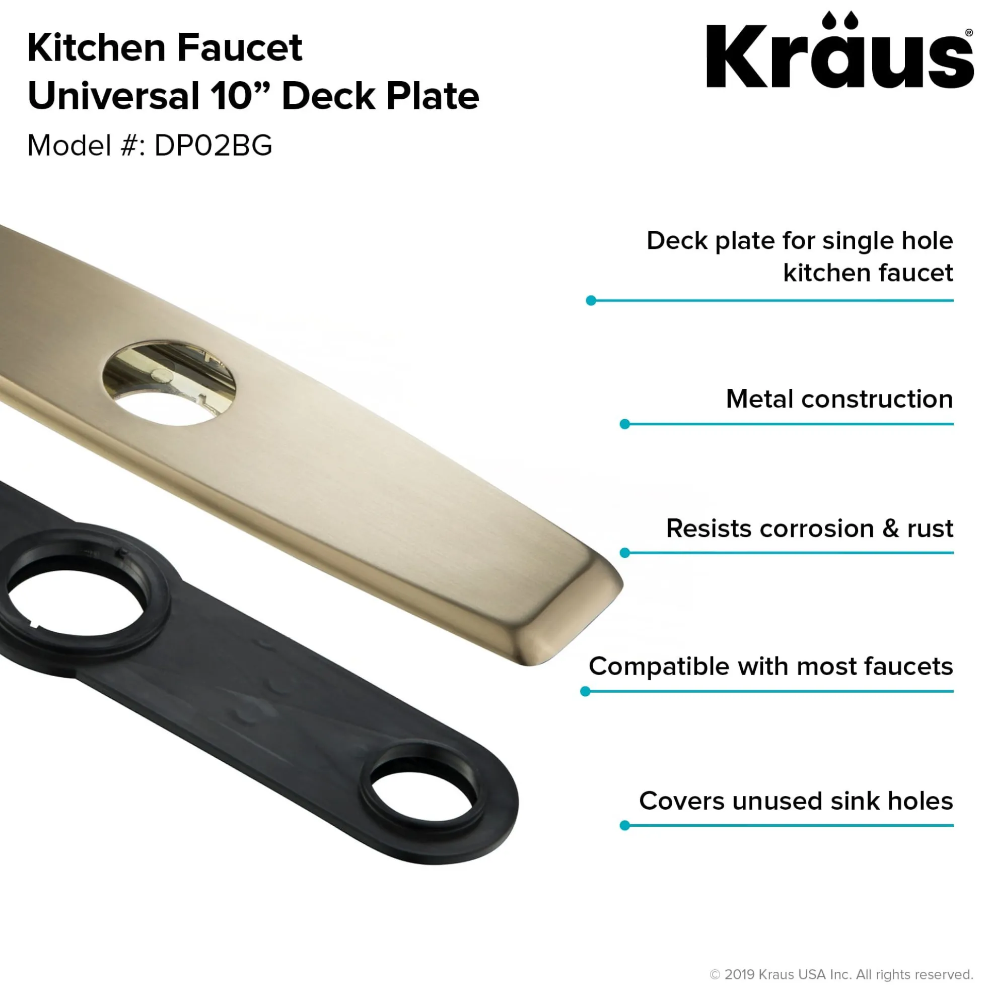 10" Deck Plate for Kitchen Faucet in Brushed Gold