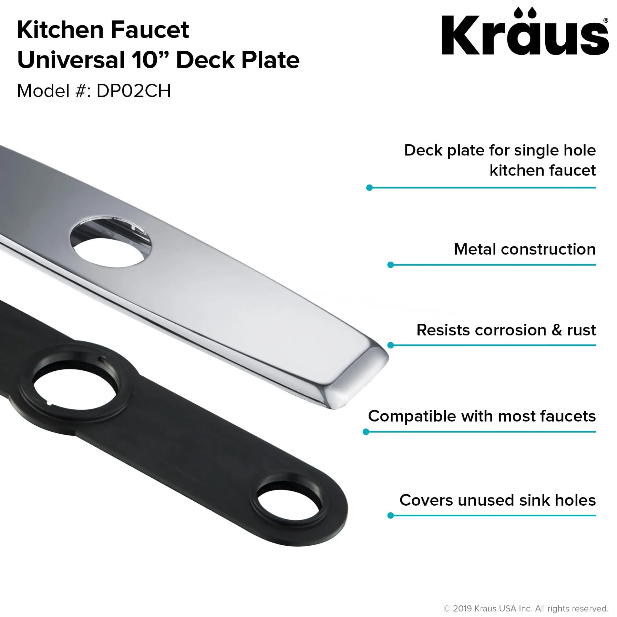 10" Deck Plate for Kitchen Faucet in Chrome