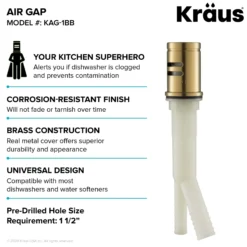 Dishwasher Air Gap in Brushed Brass