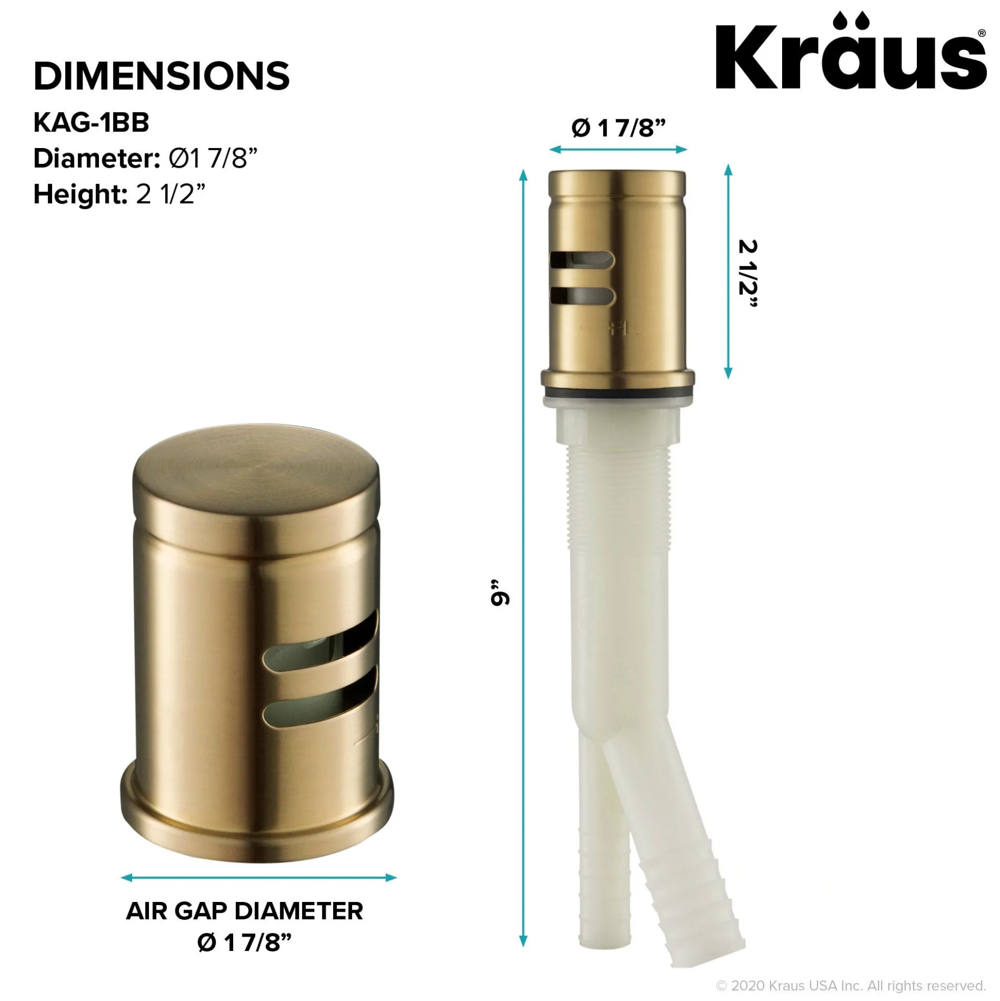 Dishwasher Air Gap in Brushed Brass
