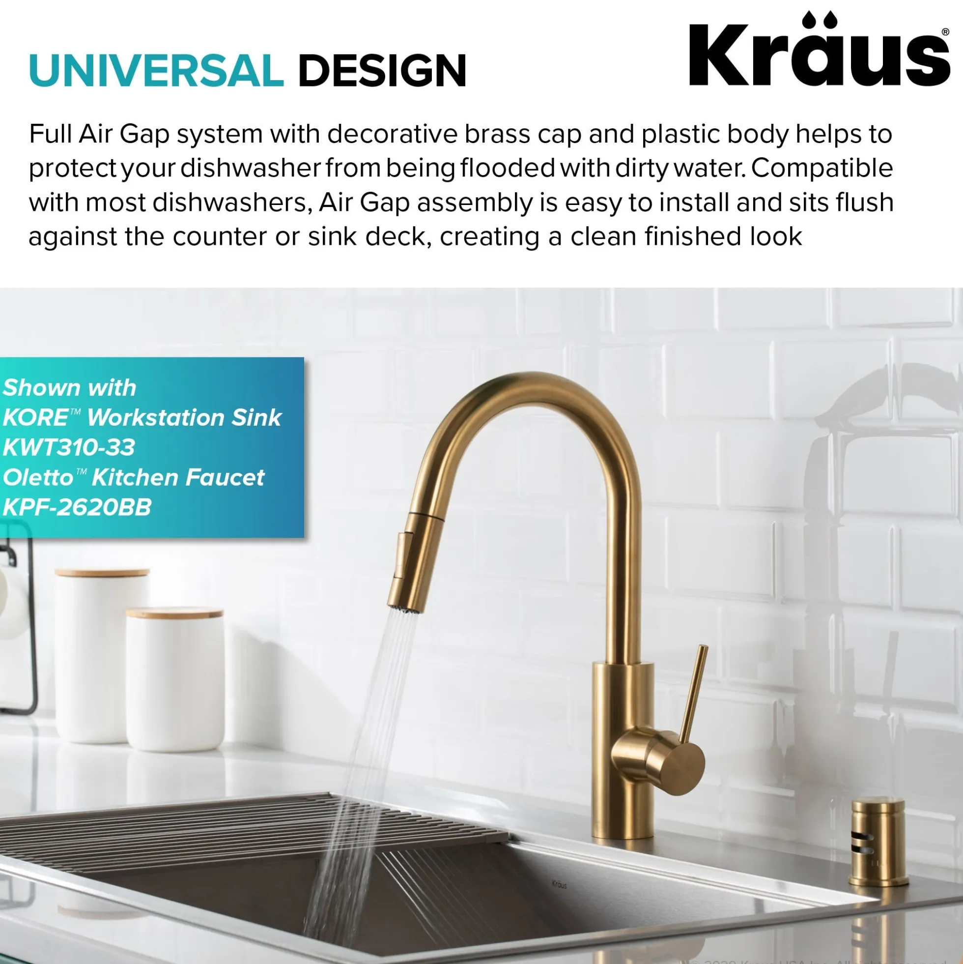 Dishwasher Air Gap in Brushed Brass