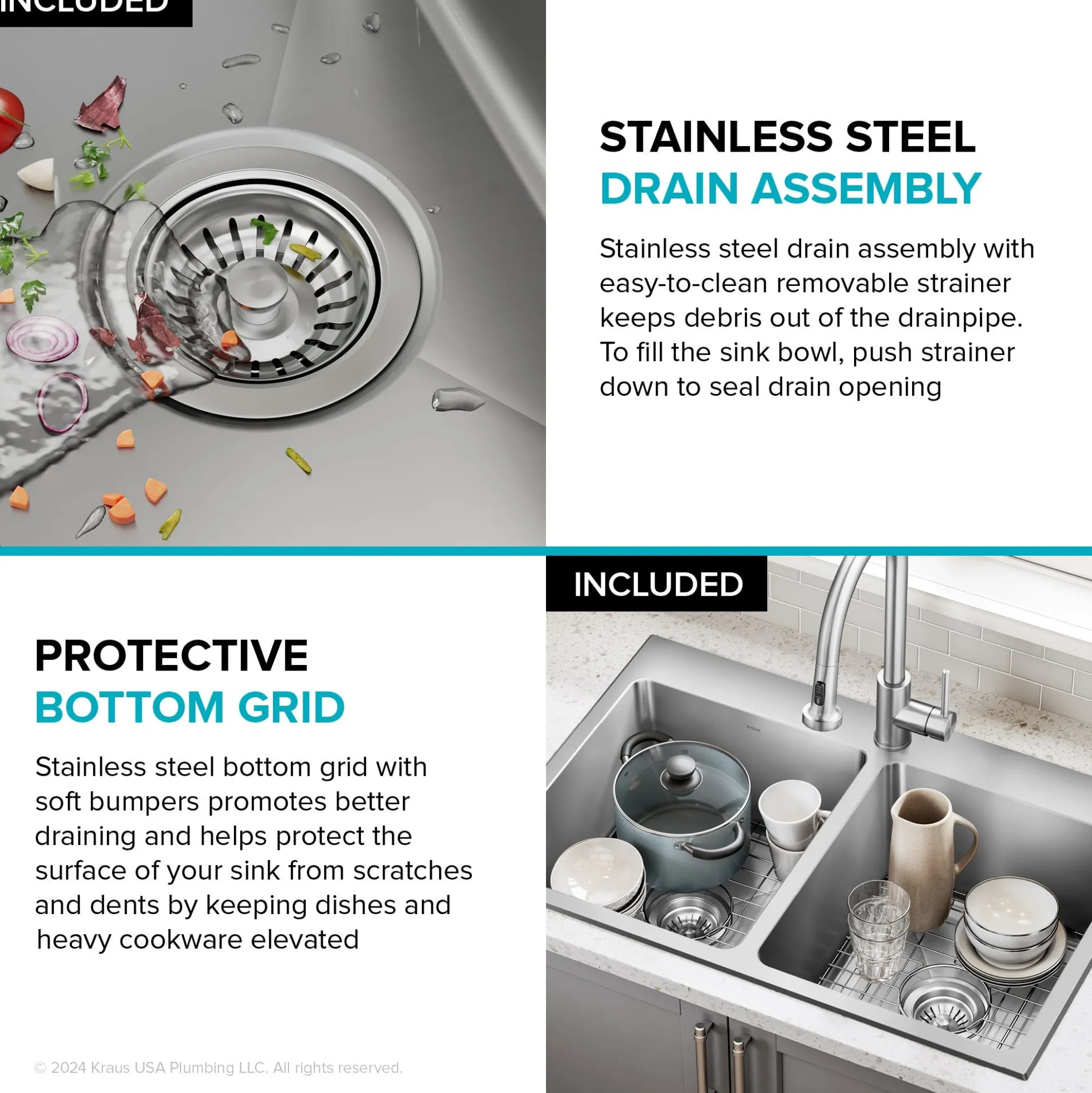 33” Drop In / Top Mount Double Bowl 18-Gauge Stainless Steel Kitchen Sink